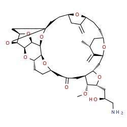 ChemSpider 2D Image | (1S,3S,6R,9S,12S,14R,16R,18S,20R,21R,22S,26R,29S,31R,32S,33R,35R,36S)-20-[(2S)-3-Amino-2-hydroxypropyl]-21-methoxy-14-methyl-8,15-bis(methylene)-2,19,30,34,37,39,40,41-octaoxanonacyclo[24.9.2.1~3,32~.
1~3,33~.1~6,9~.1~12,16~.0~18,22~.0~29,36~.0~31,35~]hentetracontan-24-one | C40H59NO11