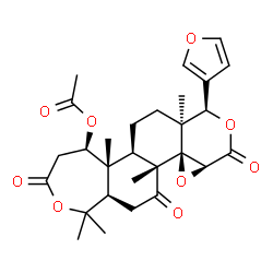 ChemSpider 2D Image | (5R,5aR,5bR,7aS,8R,10aS,11aR,11bR,13aR)-8-(3-Furyl)-1,1,5a,7a,11b-pentamethyl-3,10,12-trioxohexadecahydrooxireno[4,4a]isochromeno[6,5-g][2]benzoxepin-5-yl acetate | C28H34O9