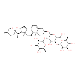 ChemSpider 2D Image | (3beta,10alpha,13alpha,22S,25R)-Spirost-5-en-3-yl 6-deoxy-alpha-L-mannopyranosyl-(1->2)-[6-deoxy-alpha-L-mannopyranosyl-(1->4)]-beta-D-glucopyranoside | C45H72O16