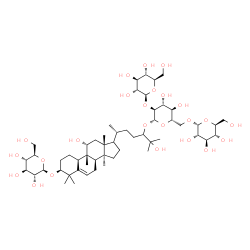 ChemSpider 2D Image | (1S,4R,8beta,9beta,11alpha,17xi)-24-{[alpha-L-Glucopyranosyl-(1->6)-[beta-D-glucopyranosyl-(1->2)]-beta-L-glucopyranosyl]oxy}-11,25-dihydroxy-9,10,14-trimethyl-4,9-cyclo-9,10-secocholest-5-en-1-yl bet
a-D-glucopyranoside | C54H92O24