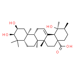 ChemSpider 2D Image | (2beta,3beta,5beta,8alpha,9beta,10alpha,14beta,17alpha,18alpha,19alpha,20beta)-2,3,19-Trihydroxyurs-12-en-28-oic acid | C30H48O5