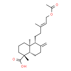 ChemSpider 2D Image | (1R,4aS,5R,8aS)-5-[(3E)-5-Acetoxy-3-methyl-3-penten-1-yl]-1,4a-dimethyl-6-methylenedecahydro-1-naphthalenecarboxylic acid | C22H34O4
