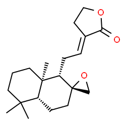 ChemSpider 2D Image | (3E)-3-{2-[(1S,2R,4aR,8aR)-5,5,8a-Trimethyloctahydro-1H-spiro[naphthalene-2,2'-oxiran]-1-yl]ethylidene}dihydro-2(3H)-furanone | C20H30O3