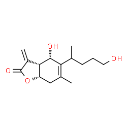 ChemSpider 2D Image | (3aR,4S,7aS)-4-Hydroxy-5-(5-hydroxy-2-pentanyl)-6-methyl-3-methylene-3a,4,7,7a-tetrahydro-1-benzofuran-2(3H)-one | C15H22O4