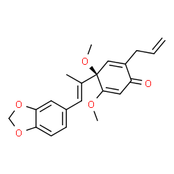 ChemSpider 2D Image | (4R)-2-Allyl-4-[(1E)-1-(1,3-benzodioxol-5-yl)-1-propen-2-yl]-4,5-dimethoxy-2,5-cyclohexadien-1-one | C21H22O5