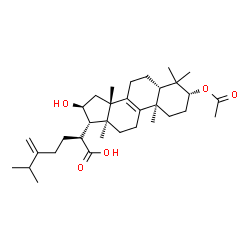 ChemSpider 2D Image | (3alpha,5beta,10alpha,13alpha,14beta,16beta,17alpha,20S)-3-Acetoxy-16-hydroxy-24-methylenelanost-8-en-21-oic acid | C33H52O5