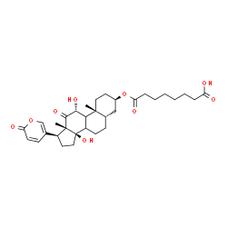 ChemSpider 2D Image | (3alpha,5alpha,8xi,9xi,10alpha,11beta,13alpha,14alpha,17alpha)-3-[(7-Carboxyheptanoyl)oxy]-11,14-dihydroxy-12-oxobufa-20,22-dienolide | C32H44O9