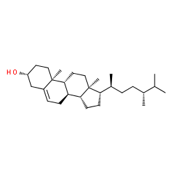 ChemSpider 2D Image | (3alpha,8alpha,9beta,10alpha,13alpha,14beta,17alpha,20S,24R)-Ergost-5-en-3-ol | C28H48O
