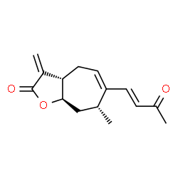 ChemSpider 2D Image | (3aS,7R,8aR)-7-Methyl-3-methylene-6-[(1E)-3-oxo-1-buten-1-yl]-3,3a,4,7,8,8a-hexahydro-2H-cyclohepta[b]furan-2-one | C15H18O3