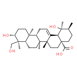 ChemSpider 2D Image | (3alpha,5beta,8alpha,9beta,10alpha,14beta,17alpha,18alpha,19alpha,20beta)-3,19,24-Trihydroxyurs-12-en-28-oic acid | C30H48O5