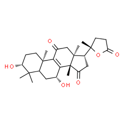 ChemSpider 2D Image | (3alpha,7alpha,10alpha,13alpha,14beta,17alpha)-3,7-Dihydroxy-4,4,14-trimethyl-20,24-epoxychol-8-ene-11,15,24-trione | C27H38O6