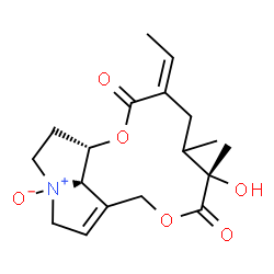 ChemSpider 2D Image | (3Z,6S,14aS,14bS)-3-Ethylidene-6-hydroxy-5,6-dimethyl-3,4,5,6,9,11,13,14,14a,14b-decahydro[1,6]dioxacyclododecino[2,3,4-gh]pyrrolizine-2,7-dione 12-oxide | C18H25NO6