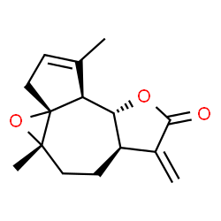 ChemSpider 2D Image | (3aR,4aS,6aR,9aR,9bS)-1,4a-Dimethyl-7-methylene-5,6,6a,7,9a,9b-hexahydro-3H-oxireno[8,8a]azuleno[4,5-b]furan-8(4aH)-one | C15H18O3