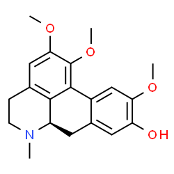ChemSpider 2D Image | (6aR)-1,2,10-Trimethoxy-6-methyl-5,6,6a,7-tetrahydro-4H-dibenzo[de,g]quinolin-9-ol | C20H23NO4