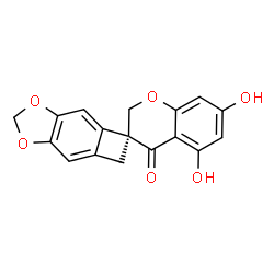 ChemSpider 2D Image | (3S)-5,7-Dihydroxy-4H,6'H-spiro[chromene-3,5'-cyclobuta[f][1,3]benzodioxol]-4-one | C17H12O6