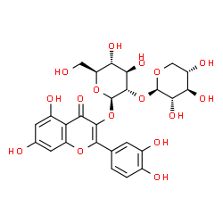 ChemSpider 2D Image | 2-(3,4-Dihydroxyphenyl)-5,7-dihydroxy-4-oxo-4H-chromen-3-yl 2-O-beta-L-xylopyranosyl-beta-L-glucopyranoside | C26H28O16