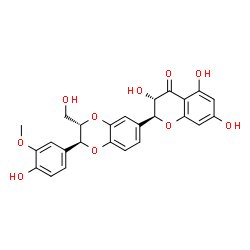 ChemSpider 2D Image | (2S,3S)-3,5,7-Trihydroxy-2-[(2S,3S)-2-(4-hydroxy-3-methoxyphenyl)-3-(hydroxymethyl)-2,3-dihydro-1,4-benzodioxin-6-yl]-2,3-dihydro-4H-chromen-4-one | C25H22O10