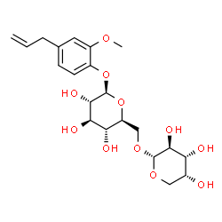 ChemSpider 2D Image | 4-Allyl-2-methoxyphenyl 6-O-alpha-D-arabinopyranosyl-beta-L-glucopyranoside | C21H30O11