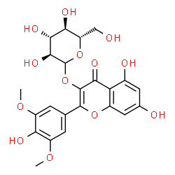 ChemSpider 2D Image | 5,7-Dihydroxy-2-(4-hydroxy-3,5-dimethoxyphenyl)-4-oxo-4H-chromen-3-yl L-glucopyranoside | C23H24O13