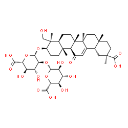 ChemSpider 2D Image | (3alpha,5beta,8alpha,9beta,10alpha,14beta,17alpha,18alpha)-23,29-Dihydroxy-11,29-dioxoolean-12-en-3-yl 2-O-beta-L-glucopyranuronosyl-beta-L-glucopyranosiduronic acid | C42H62O17