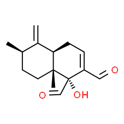 ChemSpider 2D Image | (1R,4aR,6R,8aR)-1-Hydroxy-6,8a-dimethyl-5-methylene-1,4,4a,5,6,7,8,8a-octahydro-1,2-naphthalenedicarbaldehyde | C15H20O3