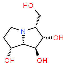 ChemSpider 2D Image | (1S,2S,3R,7R,7aS)-3-(Hydroxymethyl)hexahydro-1H-pyrrolizine-1,2,7-triol | C8H15NO4