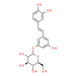ChemSpider 2D Image | 3-[(E)-2-(3,4-Dihydroxyphenyl)vinyl]-5-hydroxyphenyl L-glucopyranoside | C20H22O9