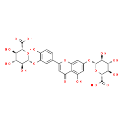 ChemSpider 2D Image | 5-[7-(beta-L-Glucopyranuronosyloxy)-5-hydroxy-4-oxo-4H-chromen-2-yl]-2-hydroxyphenyl beta-L-glucopyranosiduronic acid | C27H26O18