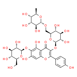 ChemSpider 2D Image | 3-{[6-O-(6-Deoxy-alpha-D-altropyranosyl)-beta-L-glucopyranosyl]oxy}-5,7-dihydroxy-2-(4-hydroxyphenyl)-4-oxo-4H-chromen-6-yl beta-L-glucopyranoside | C33H40O21