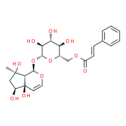 ChemSpider 2D Image | (1R,4aR,5S,7R,7aS)-4a,5,7-Trihydroxy-7-methyl-1,4a,5,6,7,7a-hexahydrocyclopenta[c]pyran-1-yl 6-O-[(2E)-3-phenyl-2-propenoyl]-beta-L-glucopyranoside | C24H30O11