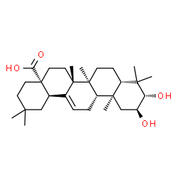 ChemSpider 2D Image | (2beta,3alpha,5beta,8alpha,9beta,10alpha,14beta,17alpha,18alpha)-2,3-Dihydroxyolean-12-en-28-oic acid | C30H48O4