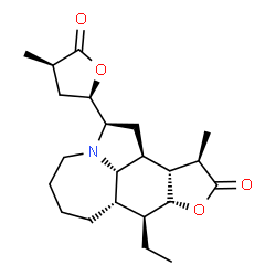 ChemSpider 2D Image | (2R,7aS,8S,8aR,11R,11aR,11bS,11cS)-8-Ethyl-11-methyl-2-[(2R,4R)-4-methyl-5-oxotetrahydro-2-furanyl]dodecahydroazepino[3,2,1-hi]furo[3,2-e]indol-10(2H)-one | C22H33NO4