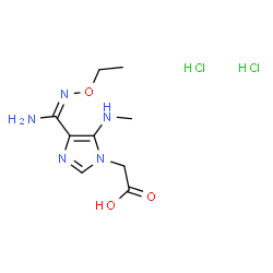 ChemSpider 2D Image | [4-(N'-Ethoxycarbamimidoyl)-5-(methylamino)-1H-imidazol-1-yl]acetic acid dihydrochloride | C9H17Cl2N5O3