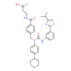 ChemSpider 2D Image | N-(4-{[(4-Cyclohexylphenyl){[3-(3-isopropyl-1,2,4-oxadiazol-5-yl)phenyl]carbamoyl}amino]methyl}benzoyl)-beta-alanine | C35H39N5O5