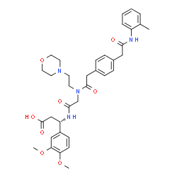 ChemSpider 2D Image | (3S)-3-(3,4-Dimethoxyphenyl)-3-({N-[(4-{2-[(2-methylphenyl)amino]-2-oxoethyl}phenyl)acetyl]-N-[2-(4-morpholinyl)ethyl]glycyl}amino)propanoic acid | C36H44N4O8