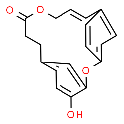 ChemSpider 2D Image | (13E)-4-Hydroxy-2,11-dioxatricyclo[13.2.2.1~3,7~]icosa-1(17),3(20),4,6,13,15,18-heptaen-10-one | C18H16O4