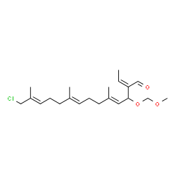 ChemSpider 2D Image | (2Z,4E,8E,12E)-14-Chloro-2-ethylidene-3-(methoxymethoxy)-5,9,13-trimethyl-4,8,12-tetradecatrienal | C21H33ClO3