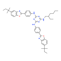 ChemSpider 2D Image | ETHYLHEXYL BIS-ISOPENTYLBENZOXAZOLYLPHENYL MELAMINE | C47H56N8O2
