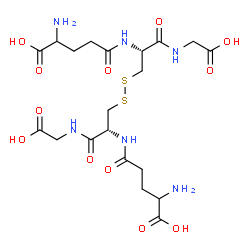 ChemSpider 2D Image | 5,5'-[Disulfanediylbis({(2R)-3-[(carboxymethyl)amino]-3-oxo-1,2-propanediyl}imino)]bis(2-amino-5-oxopentanoic acid) | C20H32N6O12S2