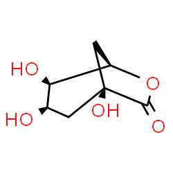 ChemSpider 2D Image | (1S,3R,4R,5R)-1,3,4-Trihydroxy-6-oxabicyclo[3.2.1]octan-7-one | C7H10O5
