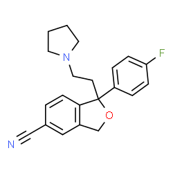 ChemSpider 2D Image | 1-(4-Fluorophenyl)-1-[2-(1-pyrrolidinyl)ethyl]-1,3-dihydro-2-benzofuran-5-carbonitrile | C21H21FN2O