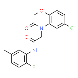 ChemSpider 2D Image | 2-(6-Chloro-3-oxo-2,3-dihydro-4H-1,4-benzoxazin-4-yl)-N-(2-fluoro-5-methylphenyl)acetamide | C17H14ClFN2O3