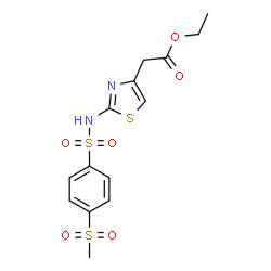 ChemSpider 2D Image | Ethyl [2-({[4-(methylsulfonyl)phenyl]sulfonyl}amino)-1,3-thiazol-4-yl]acetate | C14H16N2O6S3