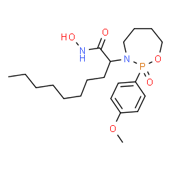 ChemSpider 2D Image | N-Hydroxy-2-[2-(4-methoxyphenyl)-2-oxido-1,3,2-oxazaphosphepan-3-yl]decanamide | C21H35N2O5P