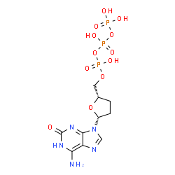 ChemSpider 2D Image | Triphosphoric acid, mono[[(2S,5R)-5-(6-amino-1,2-dihydro-2-oxo-9H-purin-9-yl)tetrahydro-2-furanyl]methyl] ester | C10H16N5O12P3