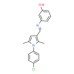 ChemSpider 2D Image | 3-({(E)-[1-(4-Chlorophenyl)-2,5-dimethyl-1H-pyrrol-3-yl]methylene}amino)phenol | C19H17ClN2O