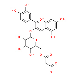 ChemSpider 2D Image | 2-(3,4-Dihydroxyphenyl)-5,7-dihydroxy-3-chromeniumyl 6-O-(carboxylatoacetyl)hexopyranoside | C24H22O14