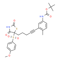 ChemSpider 2D Image | 2-Methyl-2-propanyl [3-(5-{5-[(4-methoxyphenyl)sulfonyl]-2,4-dioxo-1,3-thiazolidin-5-yl}-1-pentyn-1-yl)-4-methylphenyl]carbamate | C27H30N2O7S2