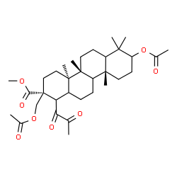 ChemSpider 2D Image | Methyl (2R,4aR,4bR,10aR)-8-acetoxy-2-(acetoxymethyl)-4a,4b,7,7,10a-pentamethyl-1-pyruvoyloctadecahydro-2-chrysenecarboxylate | C33H50O8