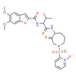 ChemSpider 2D Image | 5,6-Dimethoxy-N-[3-methyl-1-({1-[(1-oxido-2-pyridinyl)sulfonyl]-3-oxo-4-azepanyl}amino)-1-oxo-2-butanyl]-1-benzofuran-2-carboxamide | C27H32N4O9S